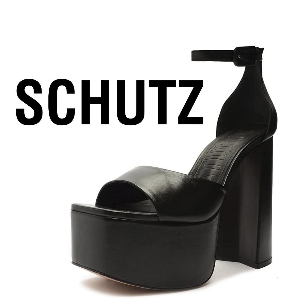 SCHUTZ Lenne Black Platform Heels Size 7.5 - Picture 6 of 7